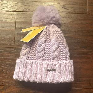 Michael Kors Lavender Knit Beanie with Pom-Pom